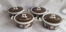 Vintage Middle-Century Calicot Shafford Brown Casserole Dishes w/ Lids Set 4 picture