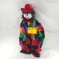 Vtg Clownin Around Charlie Soft Clown Doll Red Hat Colorful Fabric Shelf Sitter picture