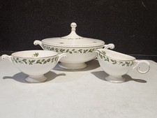 Vintage Hall Covered Dish Vegetable Round AND Sugar Creamer Set Cameo Rose picture