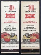2 Vintage SLSF Frisco Railway Diesel Powered Mirror Image Pair Matchbook Covers picture