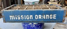 Rare MISSION ORANGE SODA BOTTLING WOOD BOX CRATE ANTIQUE Sign Blue picture