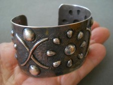 Old Southwest Sterling Silver Repousse & Textured Band Cuff Bracelet 42g picture