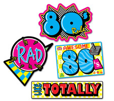 BEISTLE 80's PARTY REUNION WALL DECORATION CUTOUTS AWESOME RAD LIKE TOTALLY NEW picture
