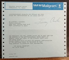 President Jimmy Carter Signed Invitation To Historic Israel/Egypt Peace Treaty picture