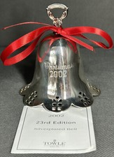 Towle 2002 Pierced Silver Plate Christmas Bell 23rd Edition New With Tags & Box picture