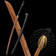 Wooden Black Japanese Samurai Katana Sword Kendo Bokken Training Practice picture