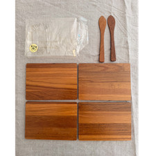Unused Vintage KJENI Denmark Teak Cheese Plates Set – Mid Century Danish MCM  picture