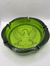 Vintage Green Glass Eagle Ashtray 10” Patriotic Federal Style – Never Used picture