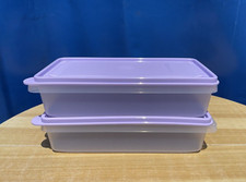Tupperware Stackable Stak N Store Rectangular  2L/8cup each Refry Lilac Set of 2 picture