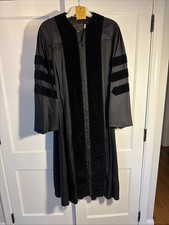 Collegiate Cap & Gown Vintage Clergy Choir Robe Black Velvet Trim Size 56 picture