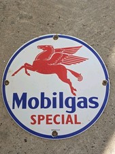VINTAGE MOBILGAS SPECIAL PEGASUS PORCELAIN SIGN DEALERSHIP MOBIL MOTOR OIL 12