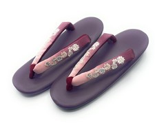 [Asakusa Kimono Market] Embroidered Sandals with Urethane Soles  Dark Purple  picture