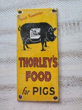 VINTAGE THORLEY'S FOOD FOR PIGS PORCELAIN SIGN AGRICULTURE FEED 10