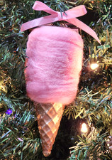 Pink Shimmer Cotton Candy Ornament Glitter Glass Christmas Tree 6.5