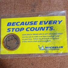 Michelin Tire Tread Depth Check Coin w/ Instruction Card, Yellow/Blue picture