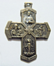 1930s antique religious catholic Saints four ways cross pendant 55104 picture
