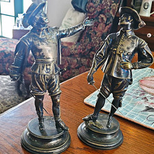 E. Guillemin Richelieu Signed Metal Figurines Pair, Antique Finish 1900-1919 picture