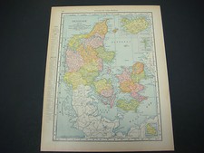1914 Rand McNally Atlas Map Page Denmark Norway Sweden Color Suitable To Frame picture