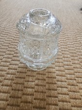Vintage Indiana Glass Fairy Lamp Stars and Bars Pattern Clear Glass 6.5” EUC picture