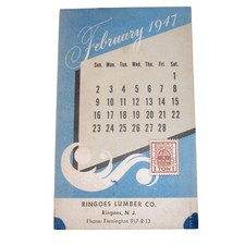 Vintage 1947 Ringoes Lumber Co NJ Calendar Card Advertising Ephemera picture