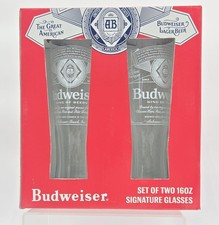 Budweiser Signature Glasses 16oz Set of 2 picture