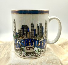 Nashville Music City USA, Pearl white Iridescent color coffee mug, Ceramic mug picture