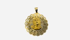 14k Yellow Gold Reversable. Jesus,  Large Vintage Medal  picture