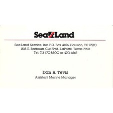 Dan H Tevis Sea-Land Service Inc Houston Vintage Business Card SC9-B4 picture