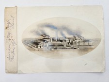 1890s antique AMERICAN POTTERY CORP plant trenton nj factory view on linen PHOTO picture