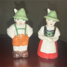 Ceramic Dutch Boy & Girl Figural Salt & Pepper Shakers, Multicolor, 2pc MPN 2033 picture