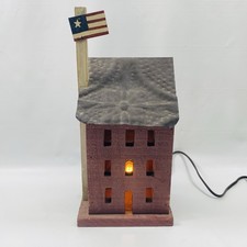 Primitive Wooden House Decor American Flag Rustic Folk Art Country Americana picture
