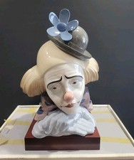 Lladro Pensive Clown with Stand Cabeza de Payaso Retired & Original Box picture