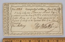 1789 Connecticut State Note Interest Receipt Oliver Wolcott Jr Revolutionary War picture