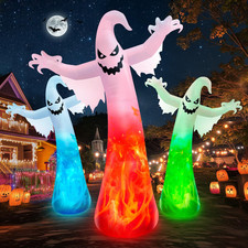 12FT Giant Halloween Inflatables Ghost with 3-Colored Flame Rotation Light picture