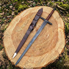 Hand Forged Medieval Long Sword with Scabbard, Viking Fantasy Sword picture