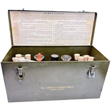 RARE Vintage Urbana Laboratories Soil Test Kit Metal Army Green Complete 1970s picture