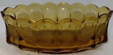 Fostoria Amber Decorative Coin Oval Bowl 9