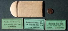 Pacific Tea Company Quarter Pound Tea Check THREE Card Set 1880-90s Era A&P + picture