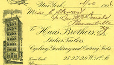 NY Haas Brothers Cycling Yachting Ladies Tailors Billhead picture