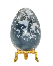 Small 60MM Green Moss Agate Stone Healing Charged Metaphysical Power Stone Egg picture