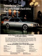 1982 • OLDSMOBILE CUTLASS SIERRA print ad • LA RAIDERS 1980s ADS.46 picture