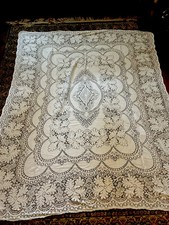 Vtg 1950 Printed Tablecloths 40/50s MCM Lot 16 Linen Crochet Stitch Lace Large picture