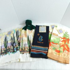 Kitchen Dish Towels Southwest Cactus Kay Dee Cotton Lot of 6 Terry Peppers NEW picture