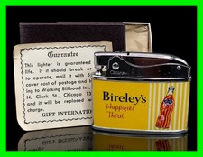 Vintage Bireley’s Soda Flat Ad Petrol Cigarette Lighter With Box - UNFIRED  picture