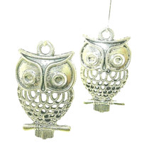 New  Larger Beautiful  OWL on Branch  Silver-tone Drop Dangle Earrings  2