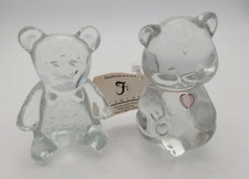 Fenton Clear Glass Birthday June Bear Figurine and Controlled Bubbles Glass Bear picture