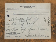 1940s prescription DILANTIN Dr. Frank N. Weber Walnut, Iowa - epilepsy treatment picture