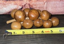 Vintage MCM Natural Wood Grape Clusters Carved 1.25