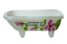 BANGOR MAINE ME  ANTIQUE Souvenir DEPRESSION Glass TRINKET BATHTUB picture