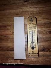 Vintage NOS Mo Ko Steel Cut Coffee 12” Wood Thermometer Sign Bauer Elmira NY picture